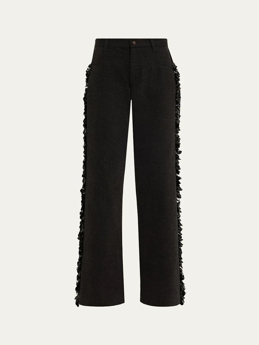Burro Sequined Side-Stripe Wide-Leg Jeans - 1