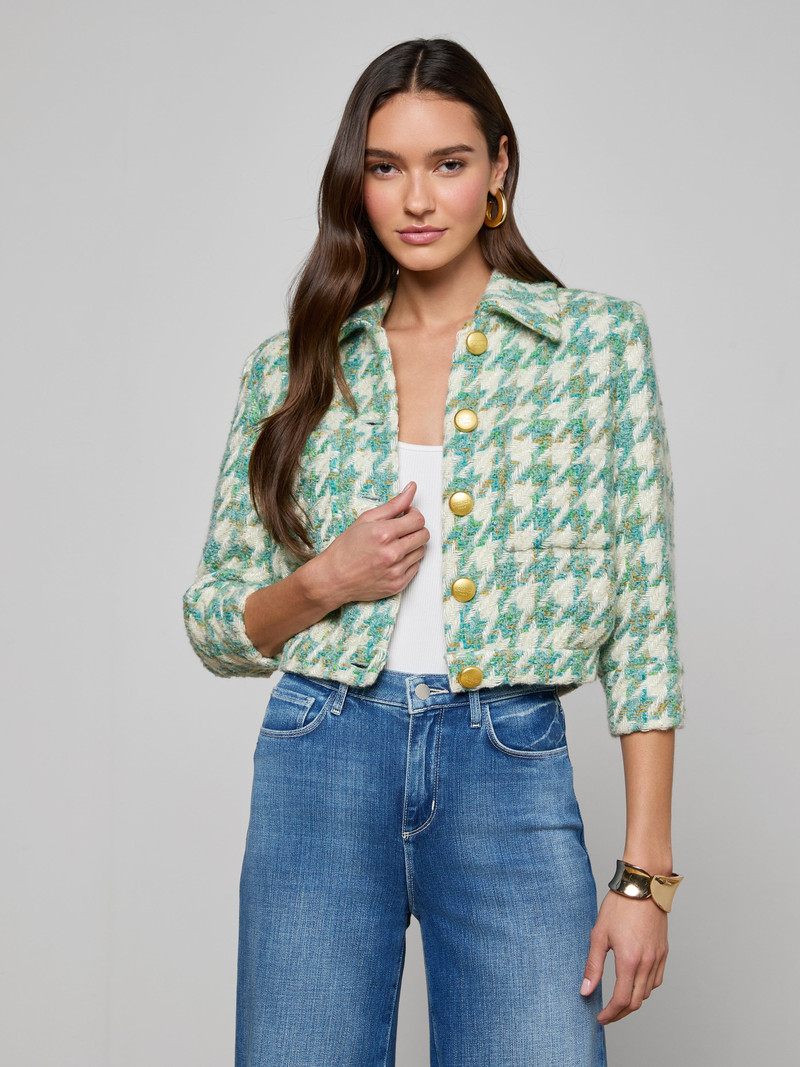 L'AGENCE Jia Houndstooth Tweed Jacket outlook