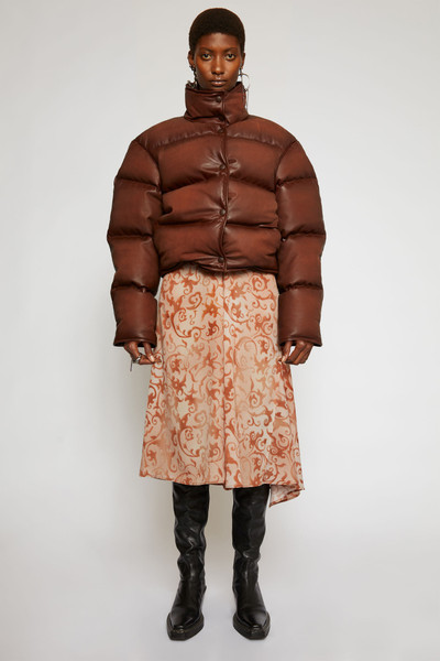 Acne Studios Leather puffer jacket rusty brown outlook