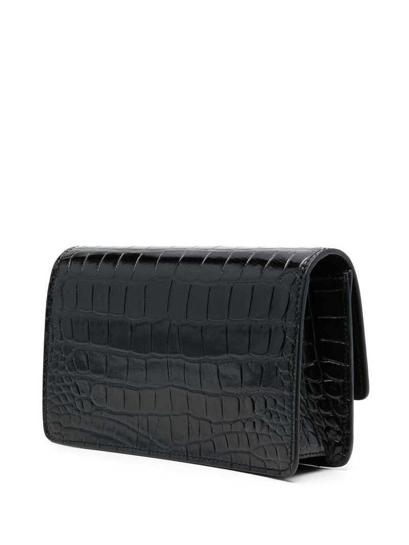 Superheroin crocodile-embossed clutch bag 3