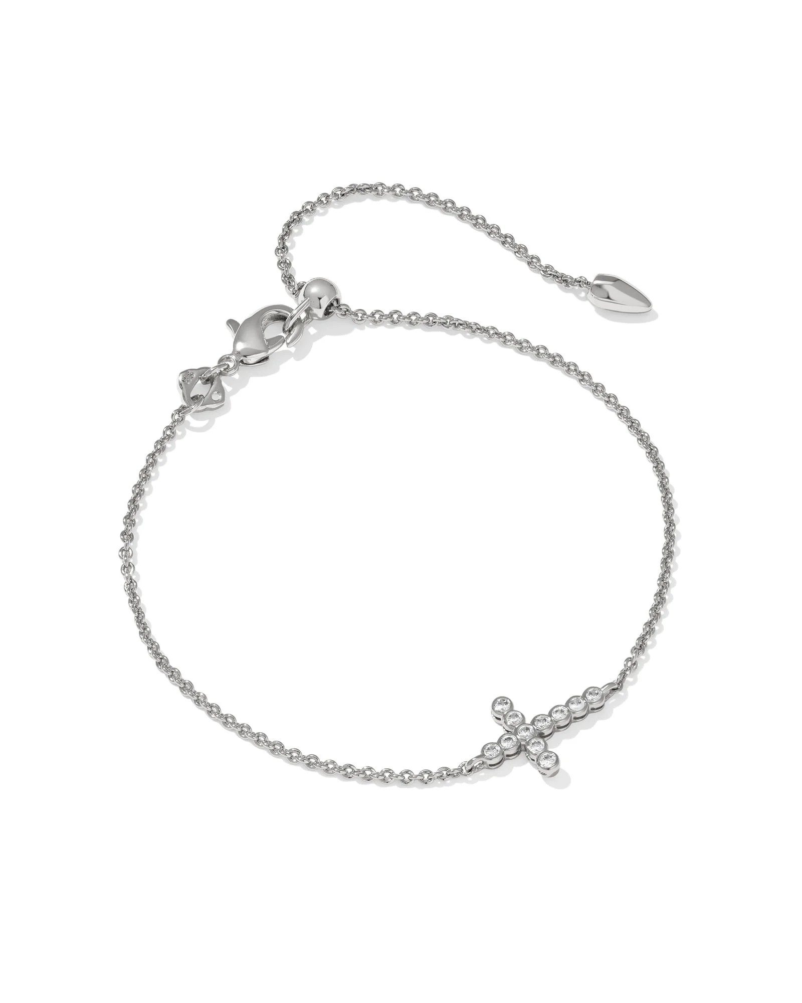 Cross Silver Crystal Delicate Chain Bracelet - 1