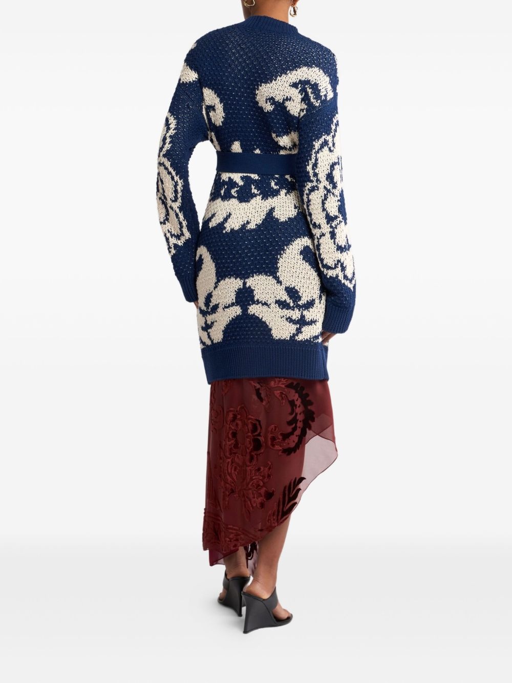 floral-jacquard cardigan - 3