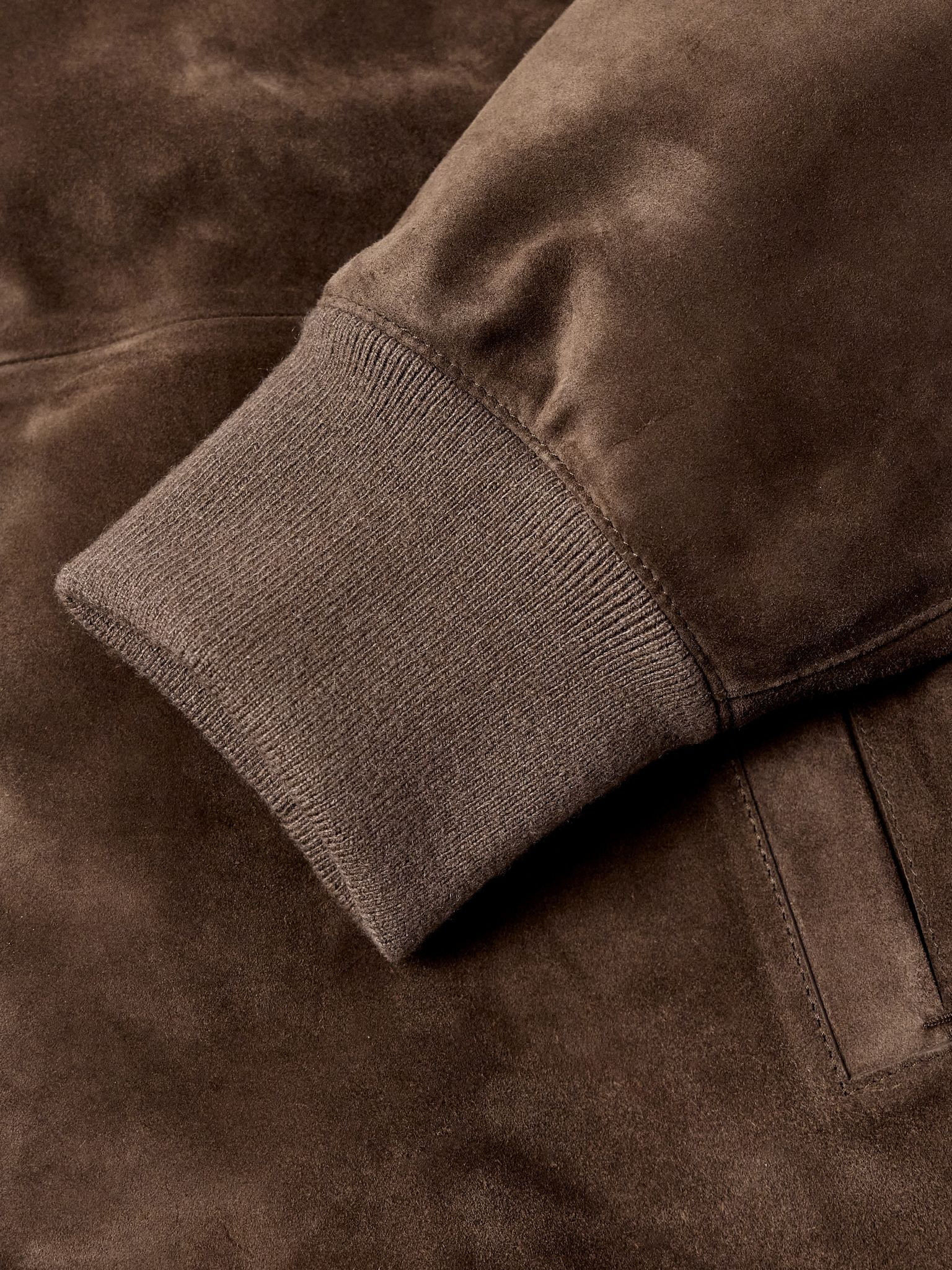 Suede Blouson Jacket Brown - 5