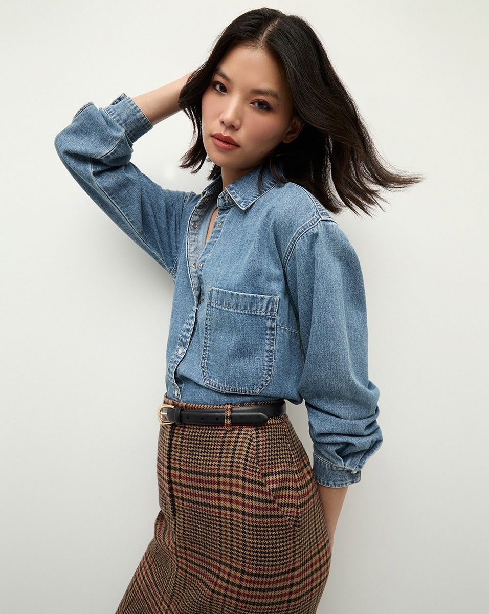 VERONICA BEARD Maxine plaid virgin wool maxi skirt