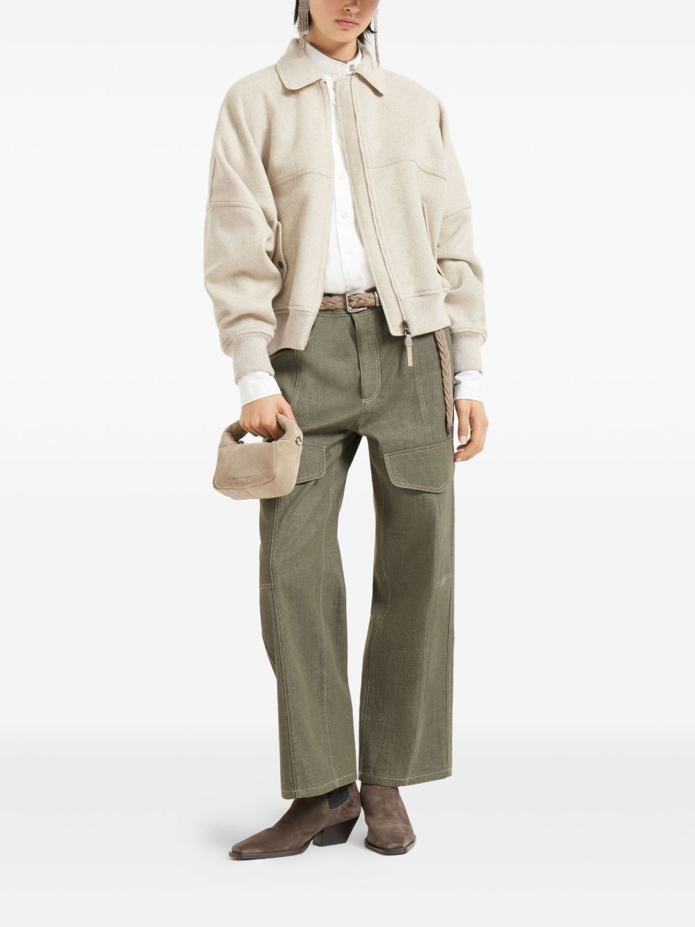 cargo-pocket cotton trousers - 2