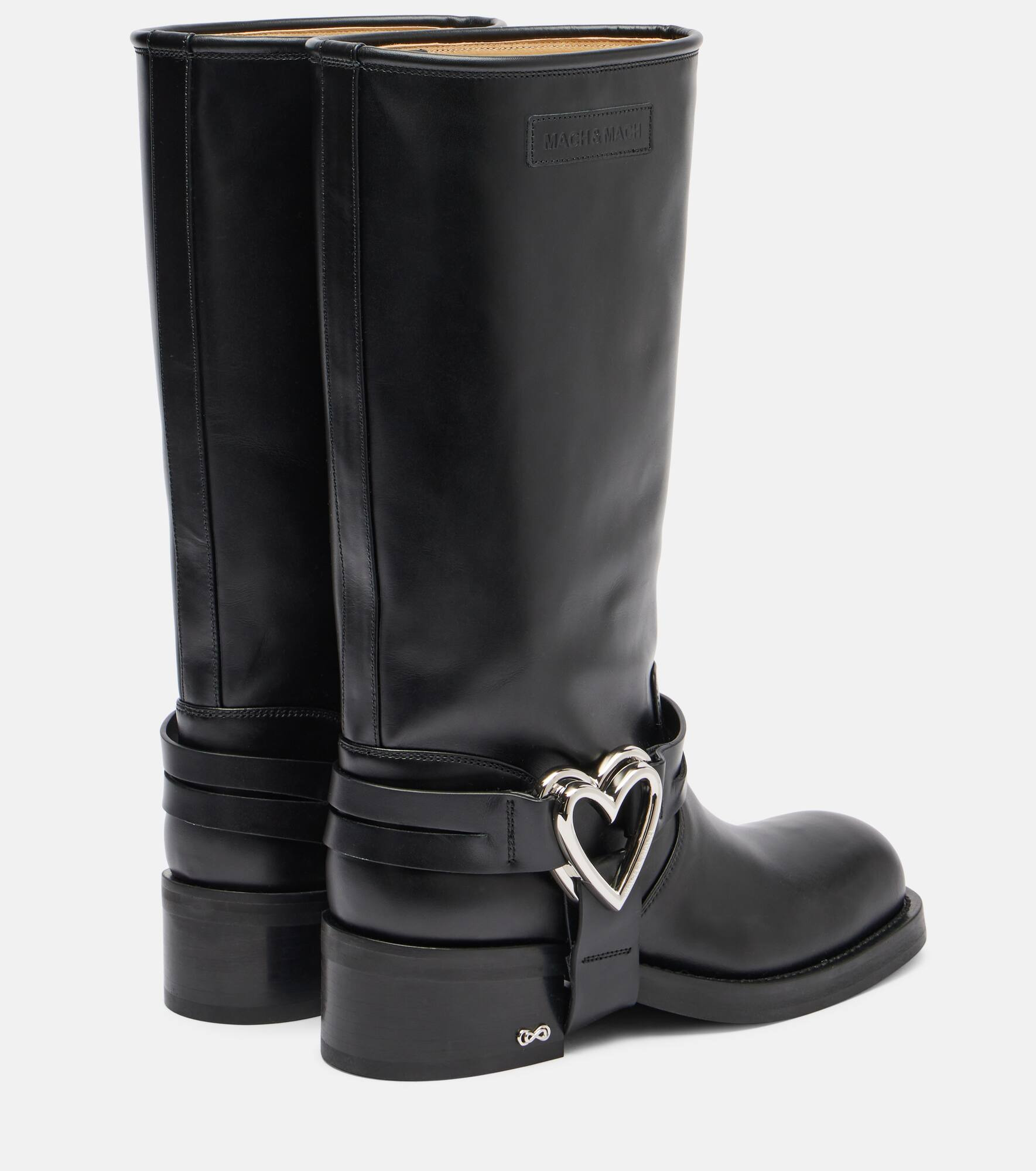 Double Heart leather biker boots - 2