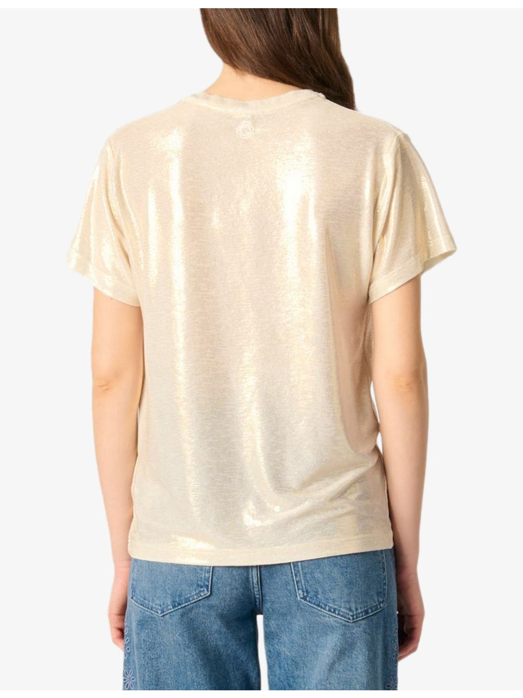 Short-Sleeved Metallic Stretch-Jersey T-Shirt - 4