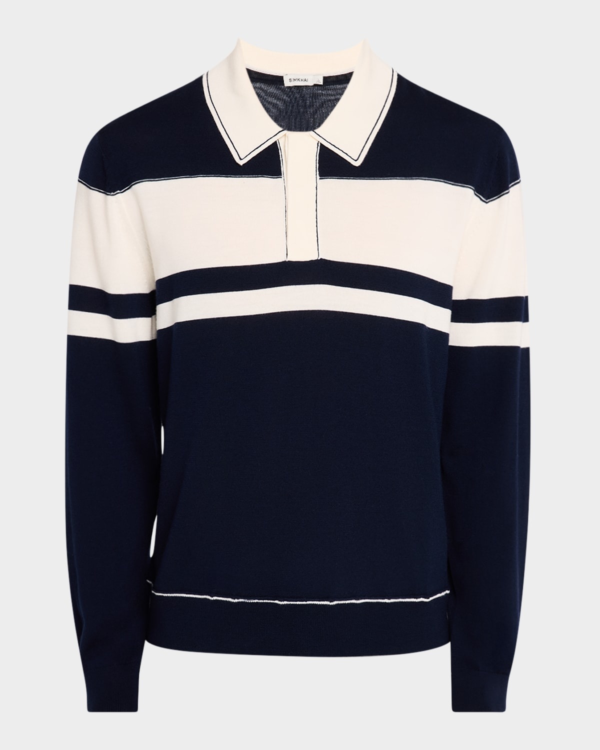 Men's Louis Wool Stripe Polo Sweater - 1