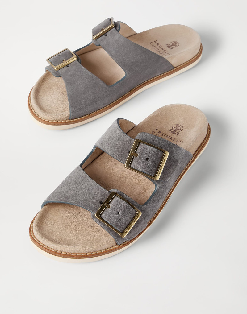 Suede slides with buckles 4