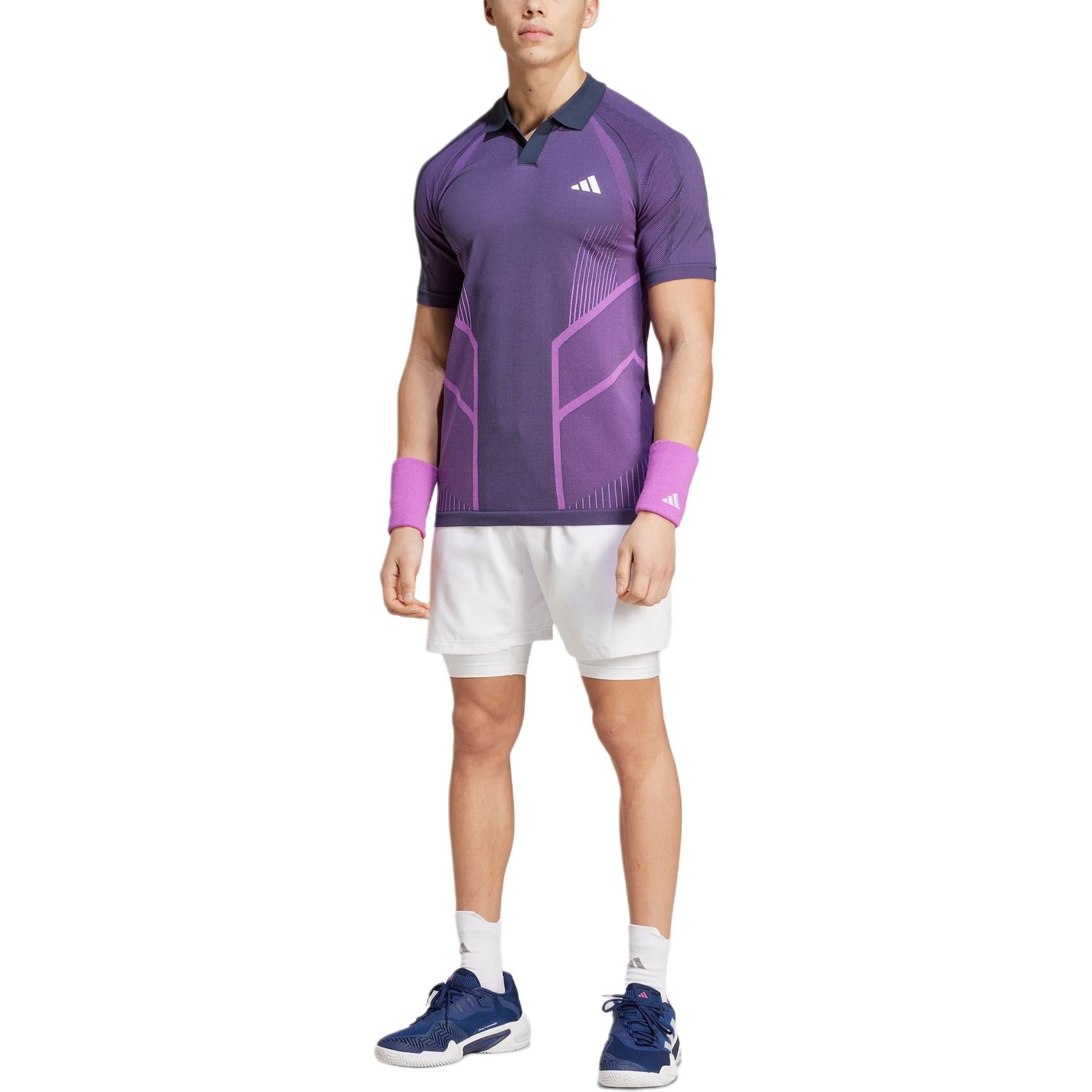 adidas Tennis Pro Seamless AEROREADY FreeLift Polo Shirt Asia Sizing 'Purple Navy' IM8894 - 5