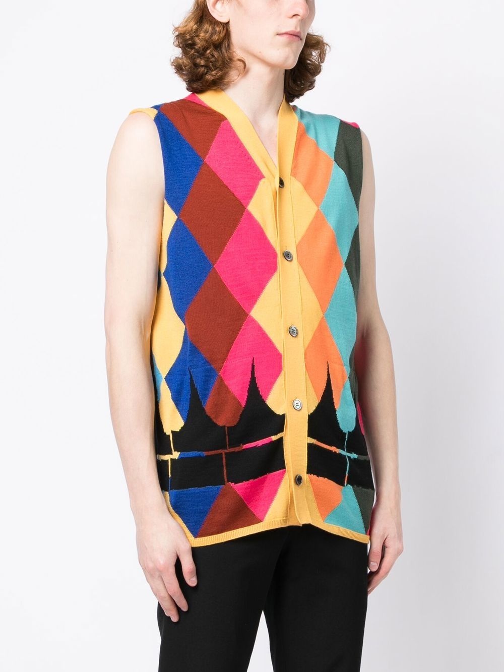 argyle intarsia-knit cardigan - 3