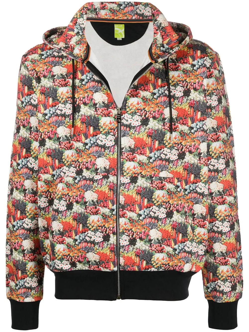 floral print zip cardigan - 1