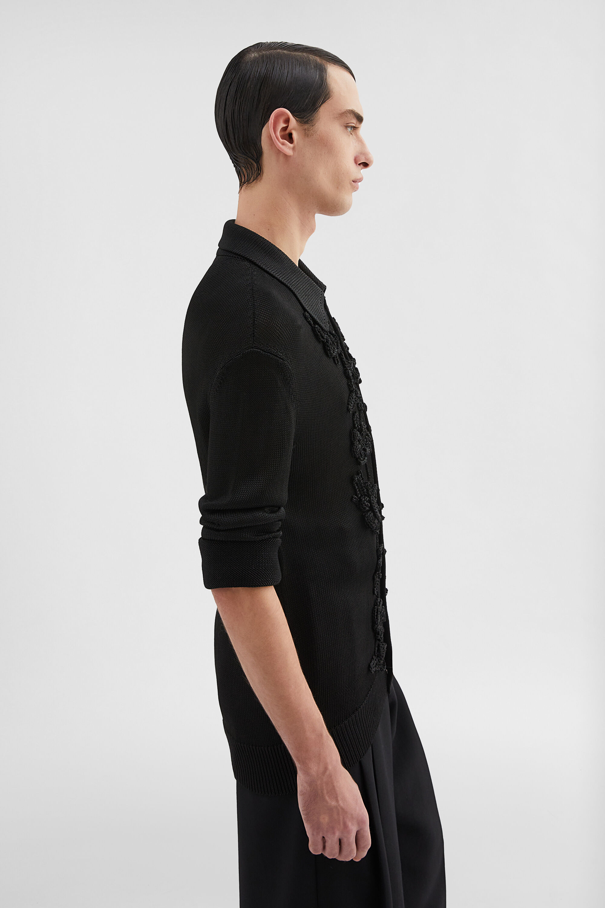Cotton Blend Polo Cardigan - 6