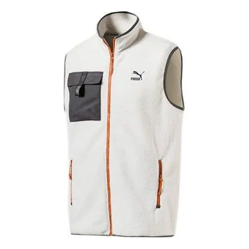 PUMA XTG Trail Fleece Full Zip Pocket Vest 'White Black Orange' 596728-64 - 1