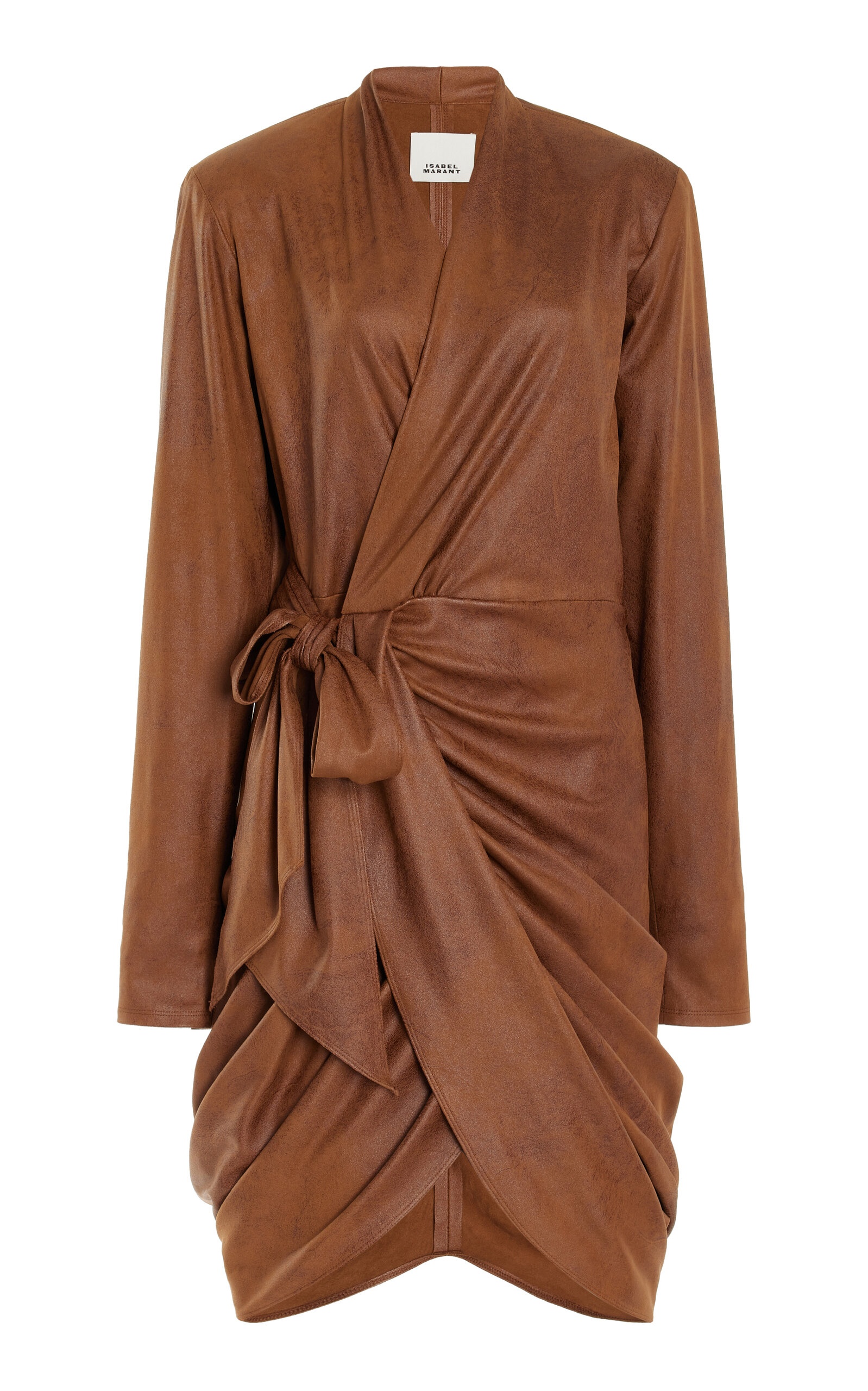 Aleora Burnished Satin Mini Wrap Dress brown - 1