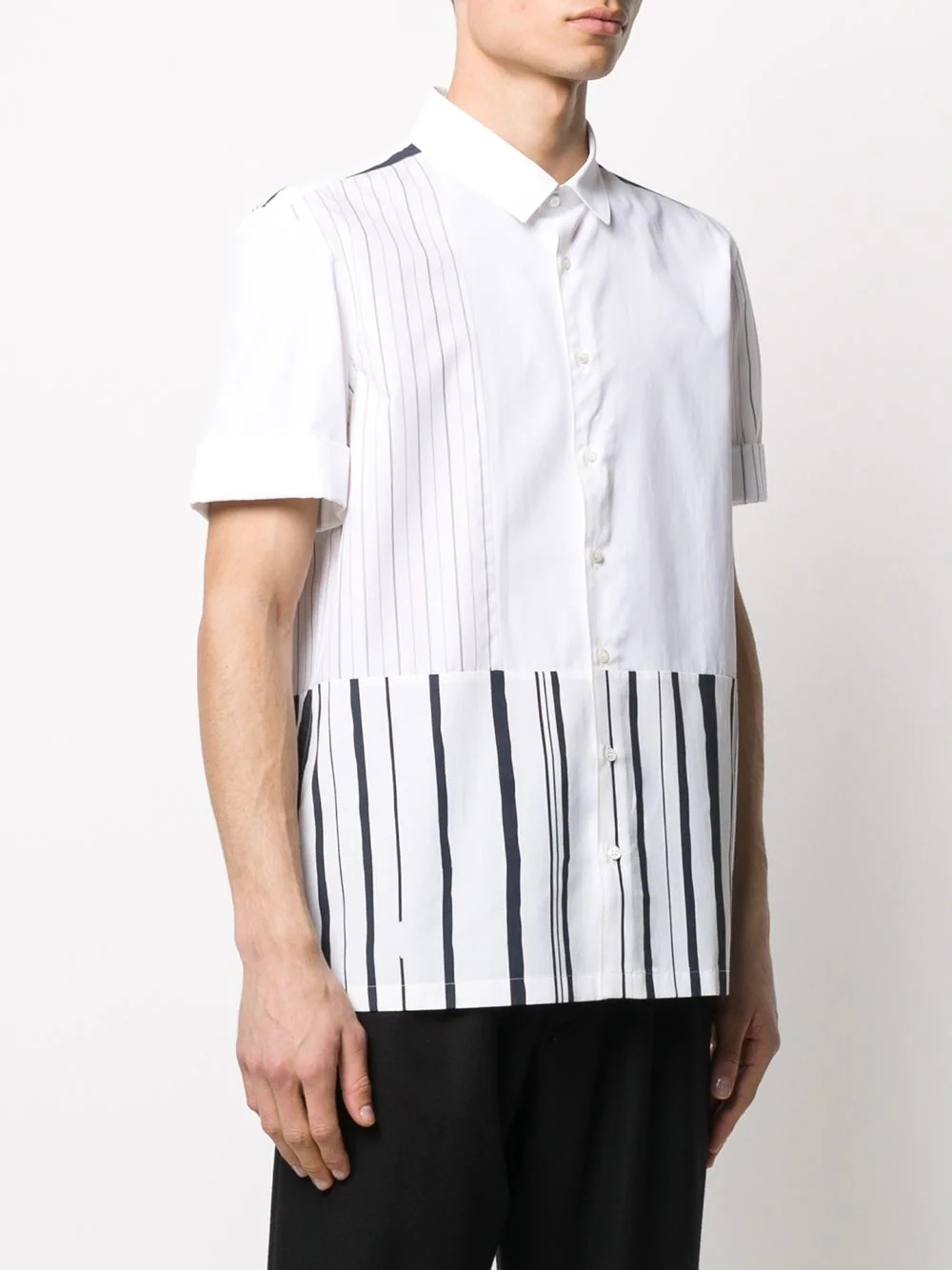 striped-panel short-sleeve shirt - 3