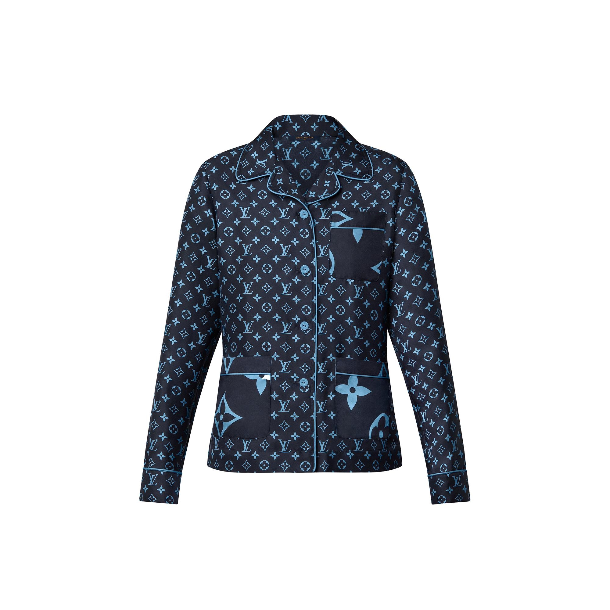 Louis Vuitton Monogram Wave Pajama Shirt Blue. Size 36