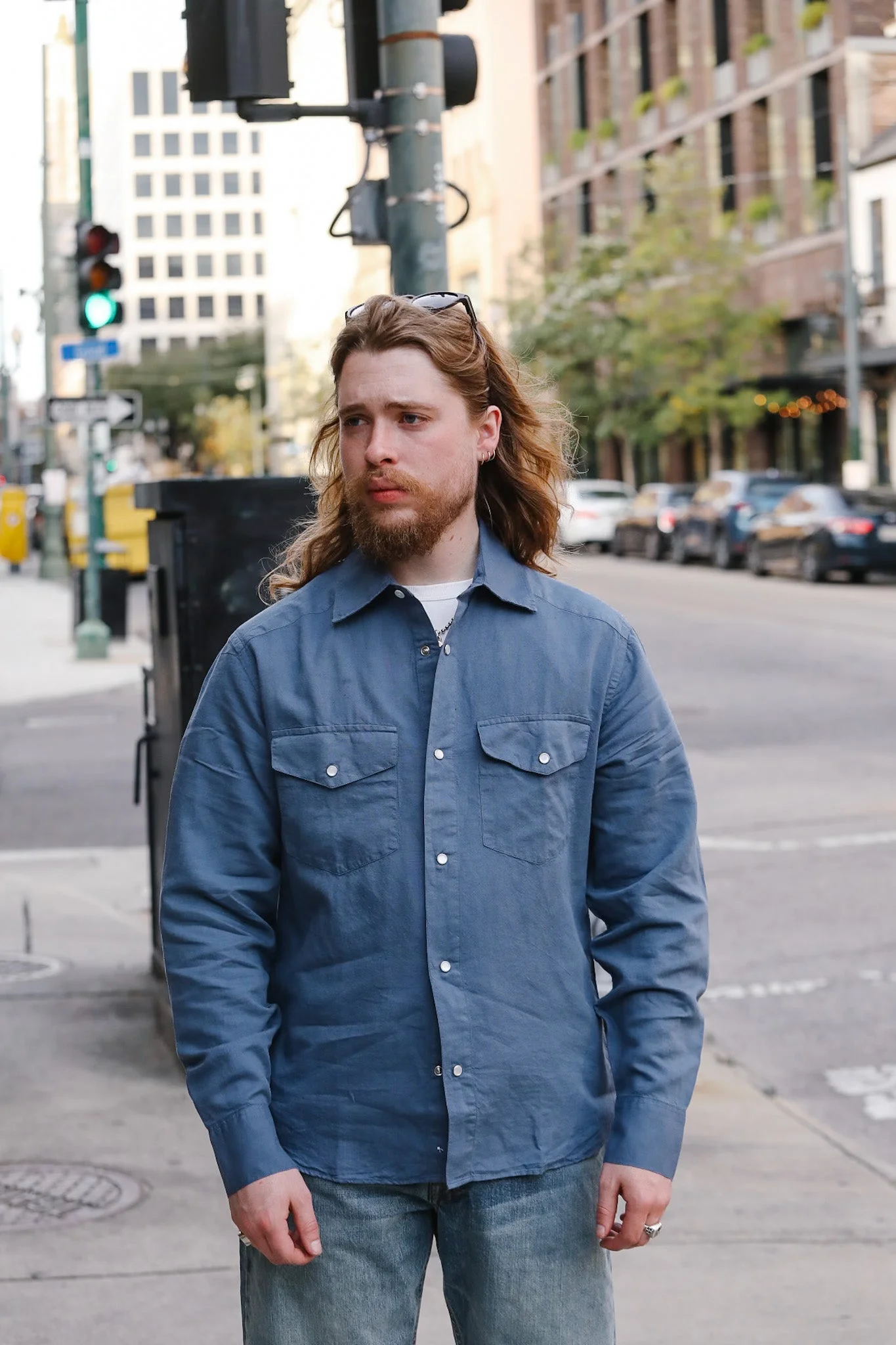 3SIXTEEN SNAP WESTERN SHIRT-SLATE GARMENT DYE - 1