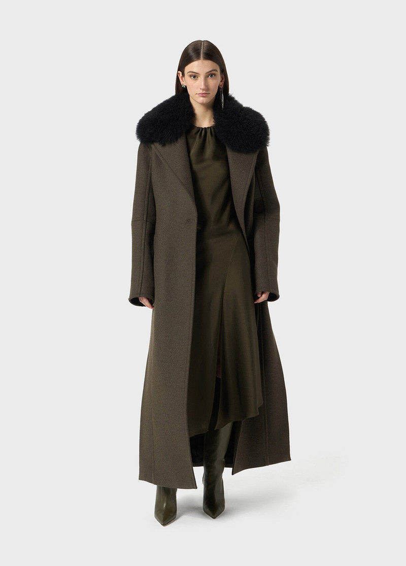 LONG COAT WITH FAUX FUR COLLAR 5