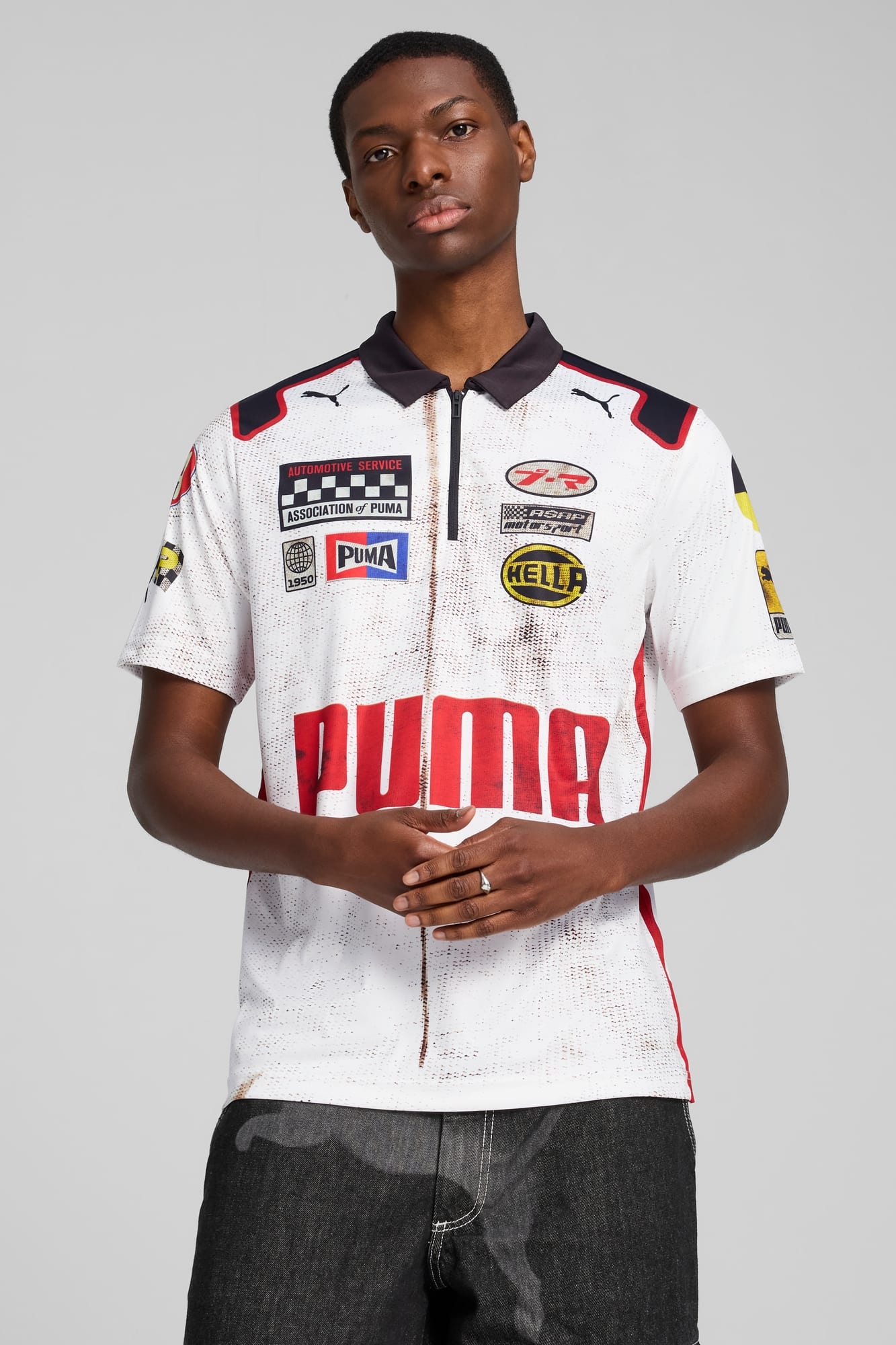 新品　PUMA × A$APROCKY ZIP POLO ホワイト Lサイズ PUMA A$AP ROCKY x PUMA Team Zip Polo | REVERSIBLE