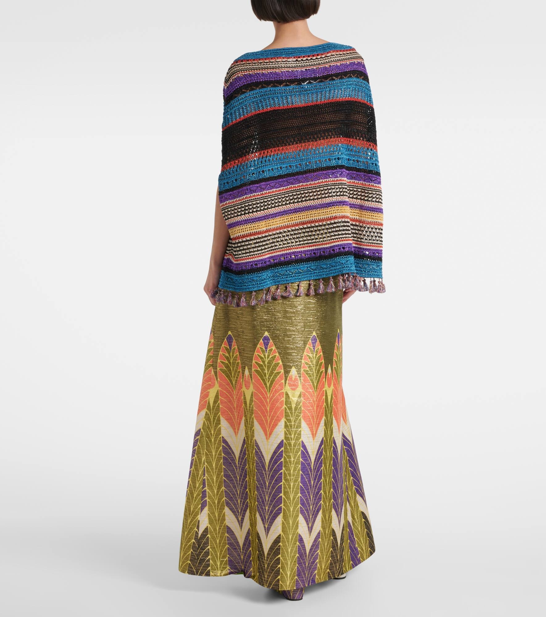 Crochet striped lamé poncho - 3