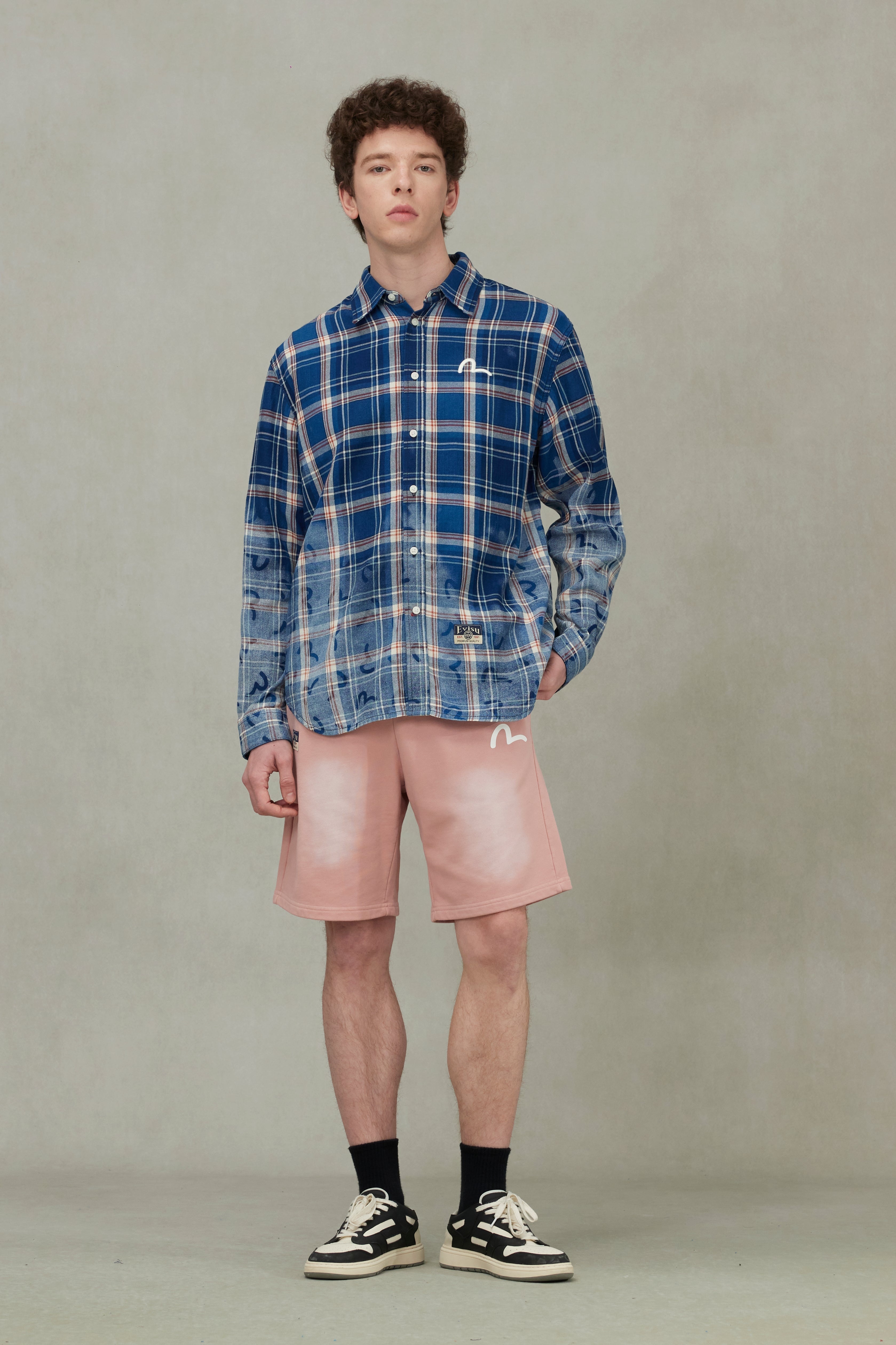 Allover Seagull Print Relax Fit Check Shirt - 3