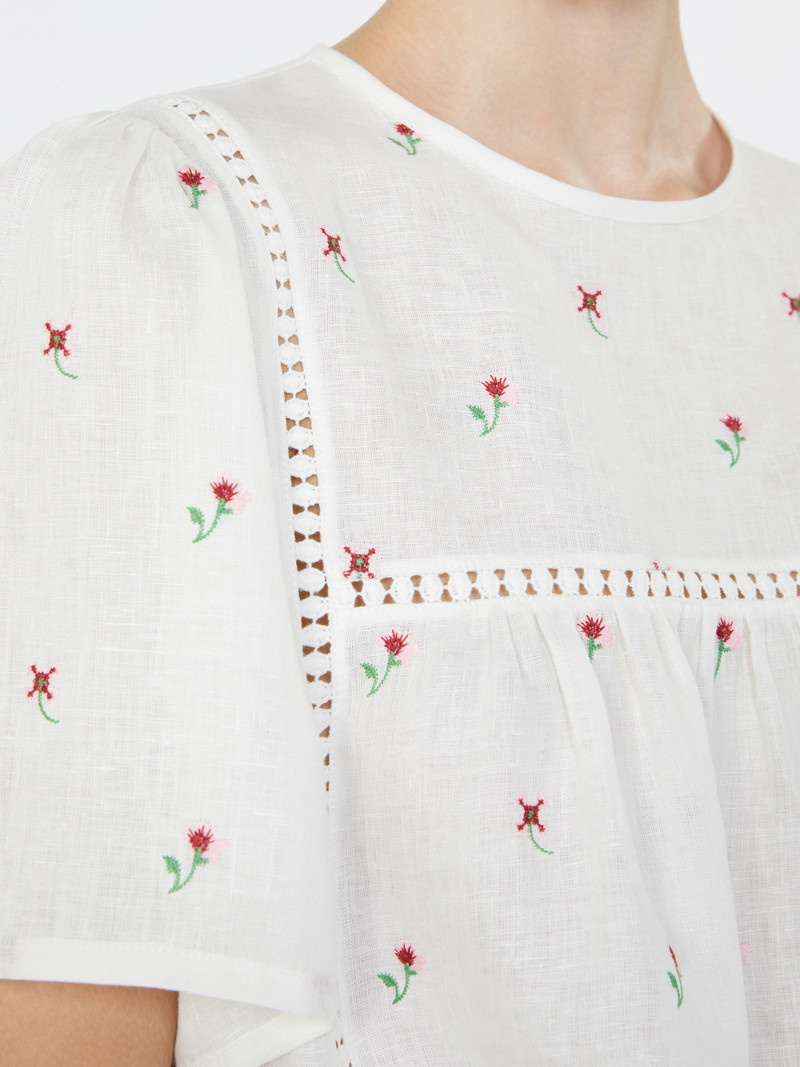 BACINO Linen canvas and stretch jersey top - WHITE 6