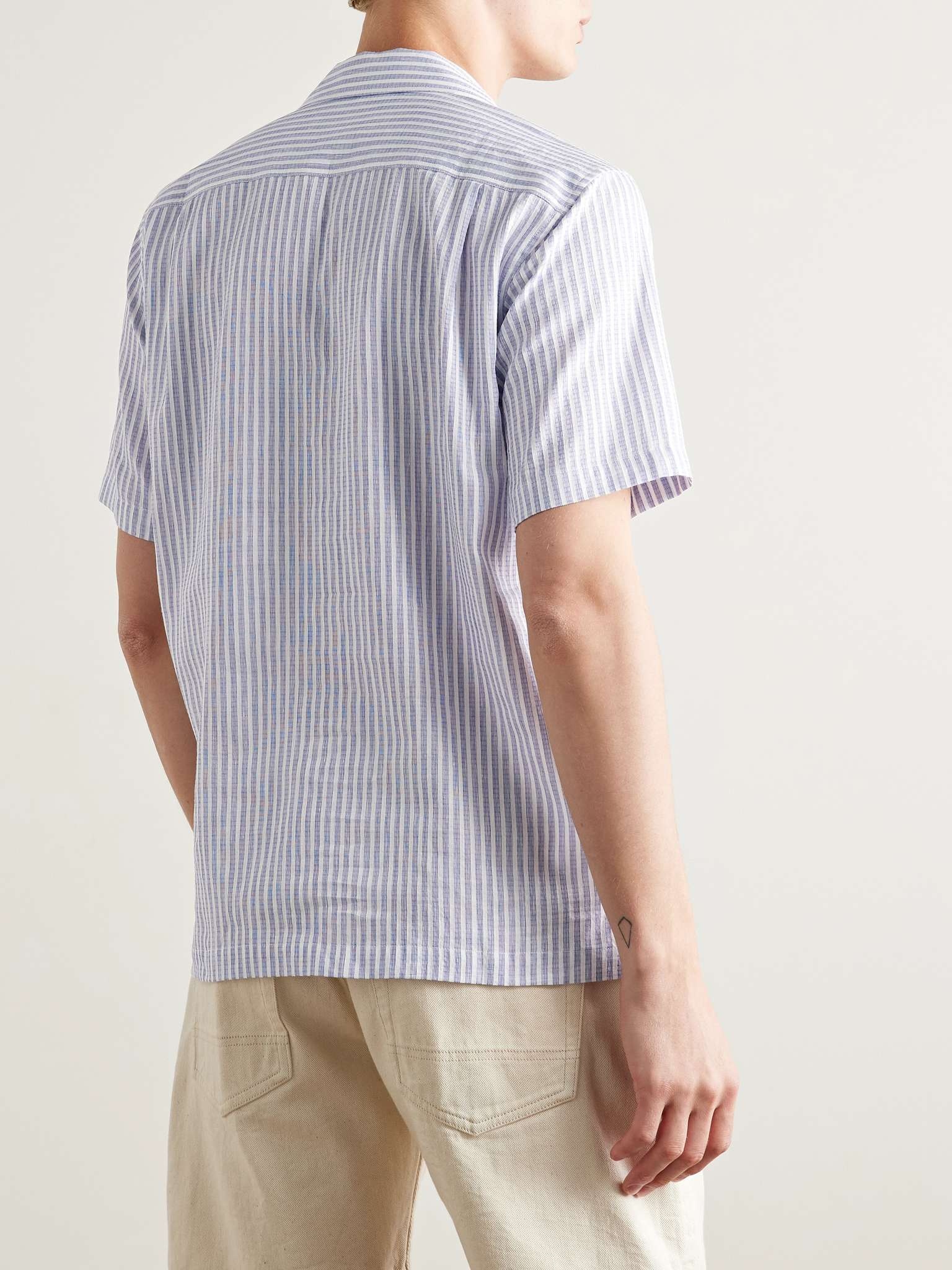 Maitan II Camp-Collar Striped Cotton and Linen-Blend Shirt - 3
