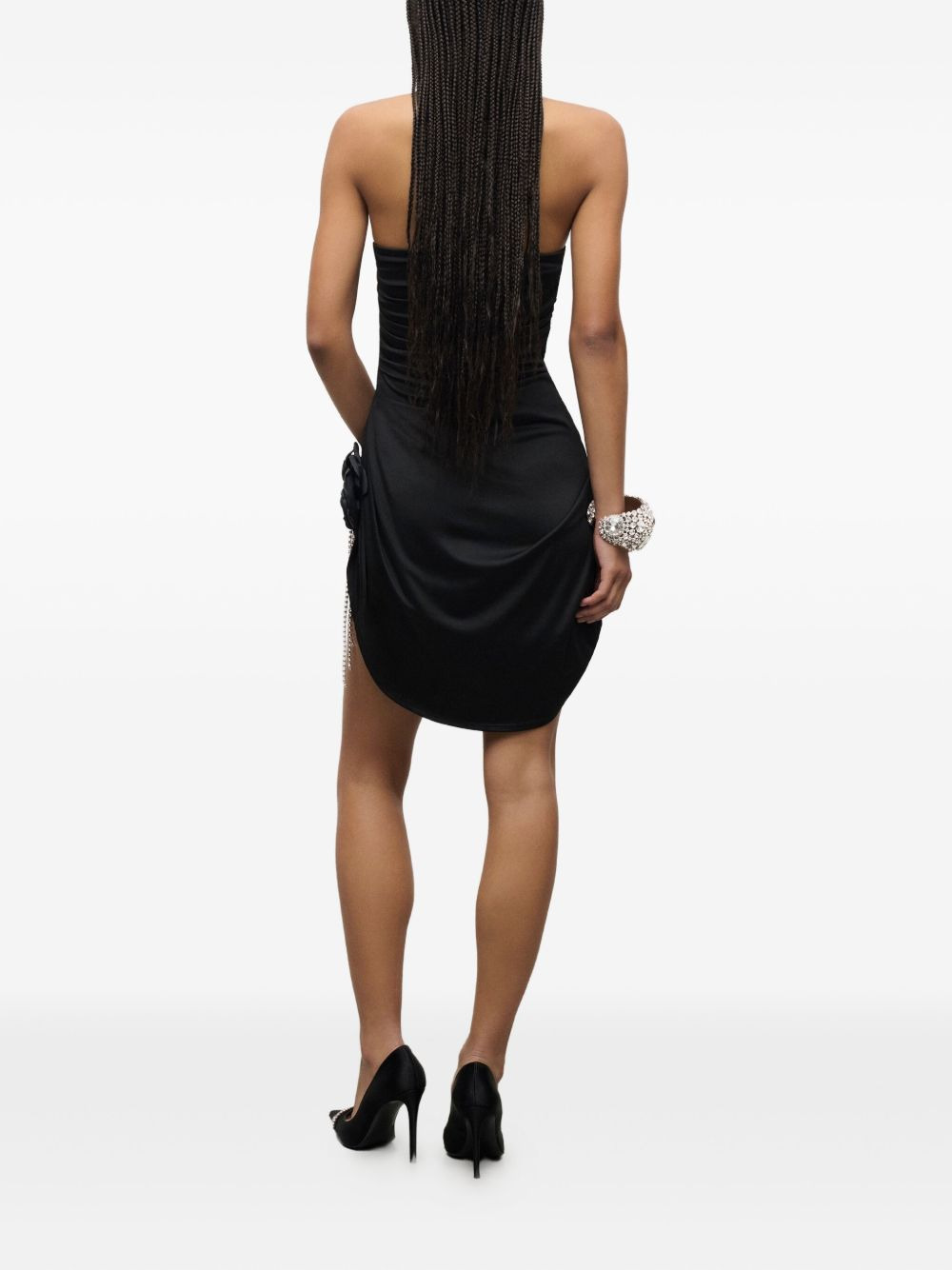 crystal-embellished draped mini dress - 3