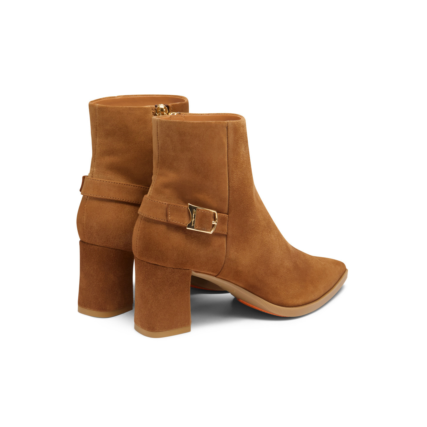 Women's light brown suede mid-heel ankle boot - 4