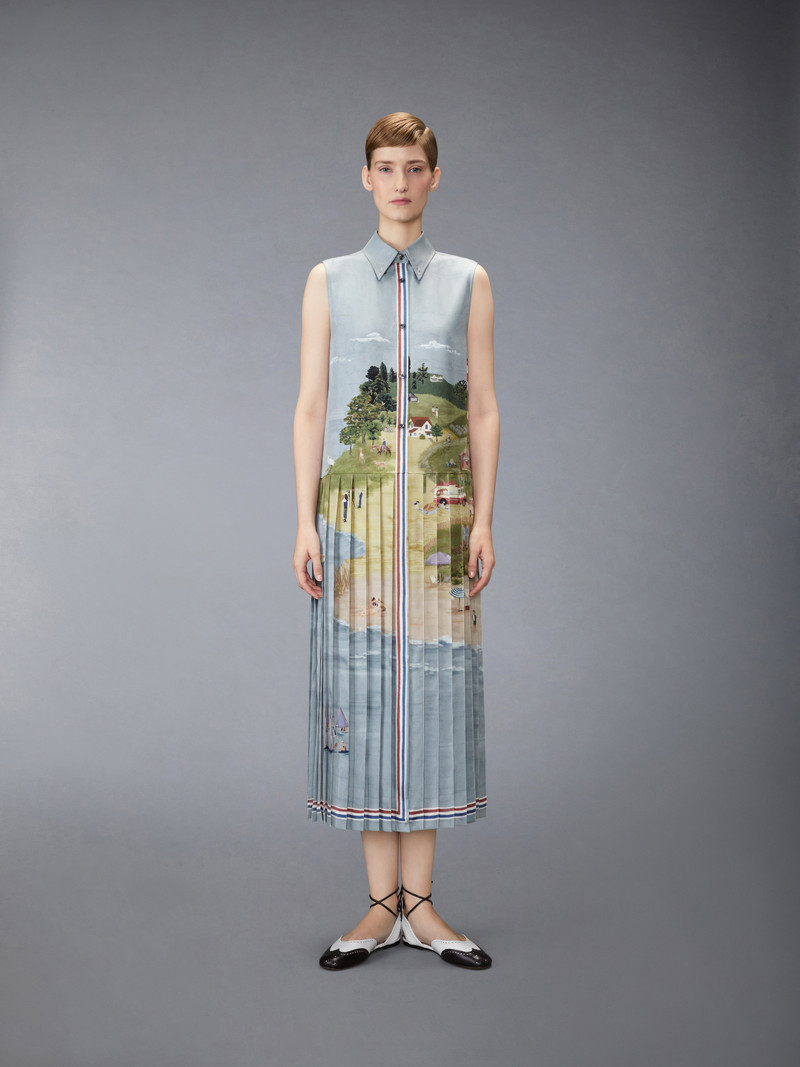 Thom Browne NANTUCKET SCENIC SILK TWILL SHIRT DRESS outlook