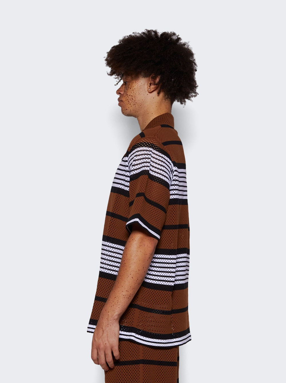 Knit V Neck Shirt Dark Birch Brown - 4