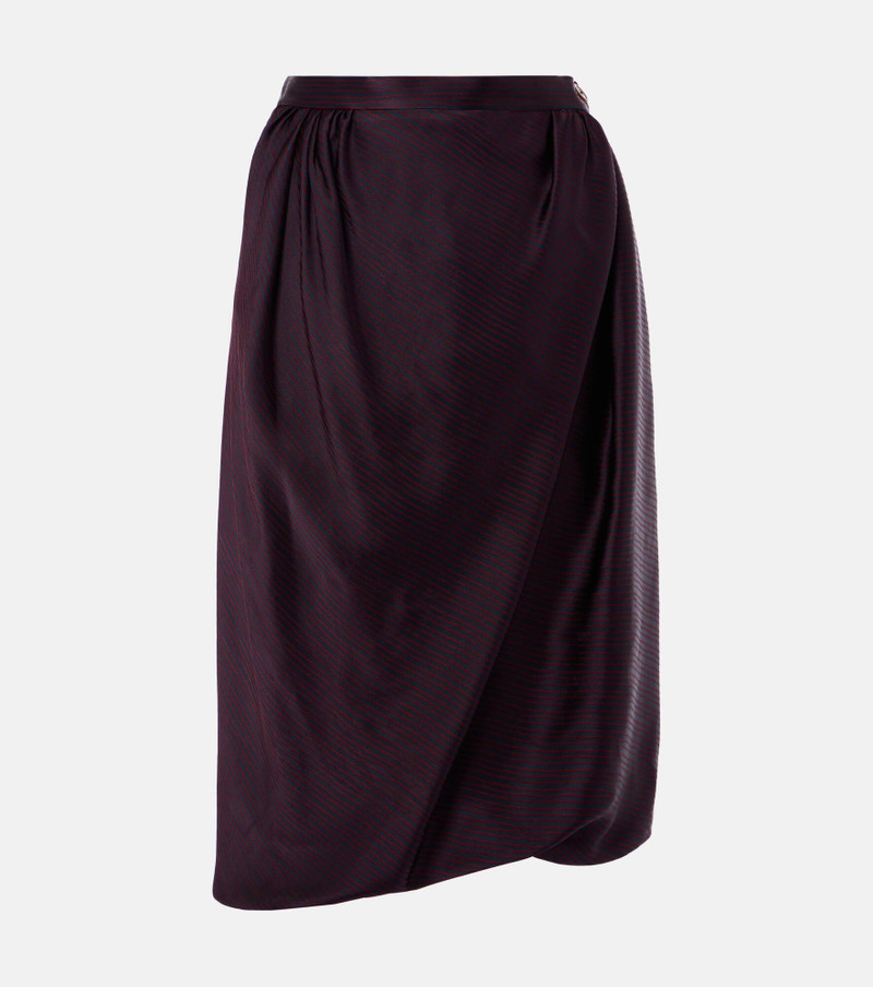 Drunken striped draped checked midi skirt - 1