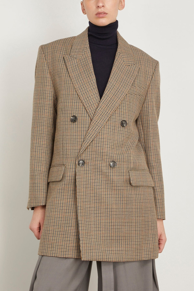 Double Breasted Oversized Jacket in Champagne/Black 3