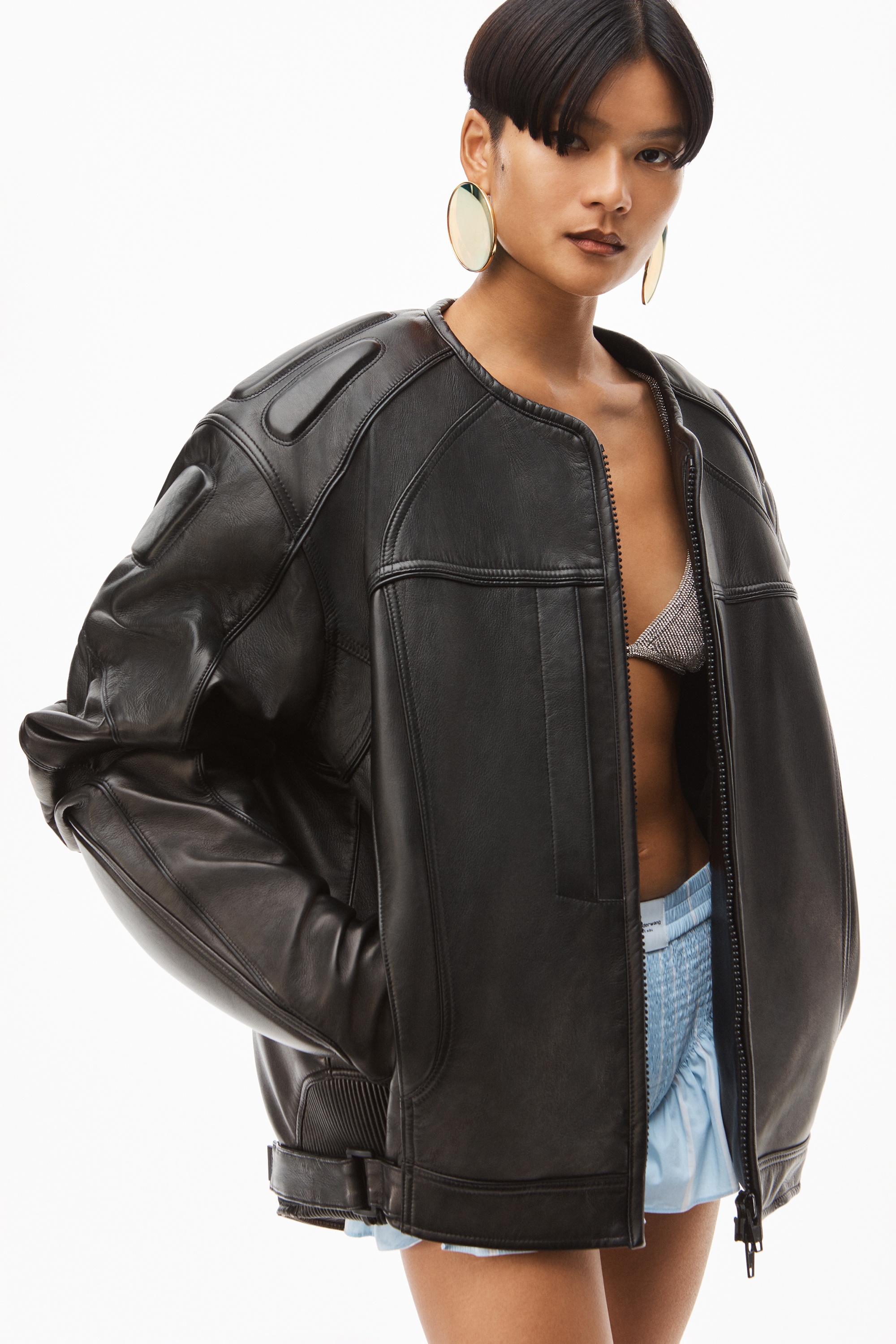 OVERSIZED MOTO JACKET IN BUTTERY LEATHER - 3