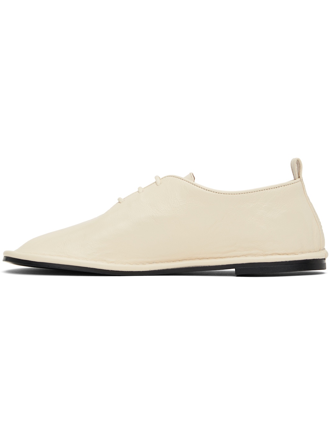 Beige Leather One Cut Oxfords - 3