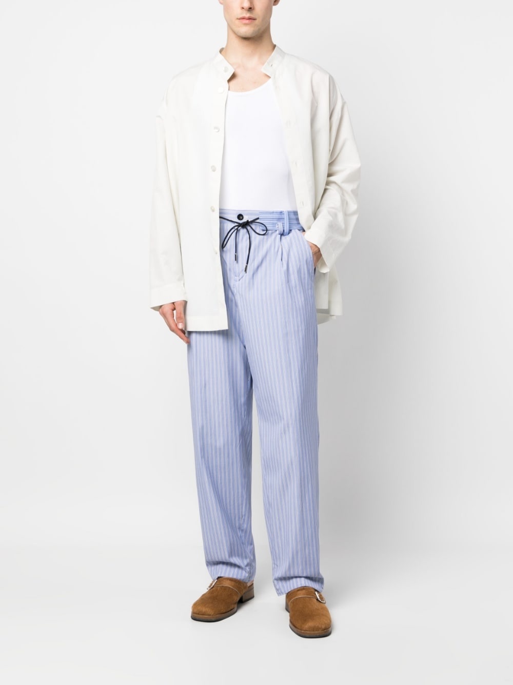 stripe-print straight trousers - 2