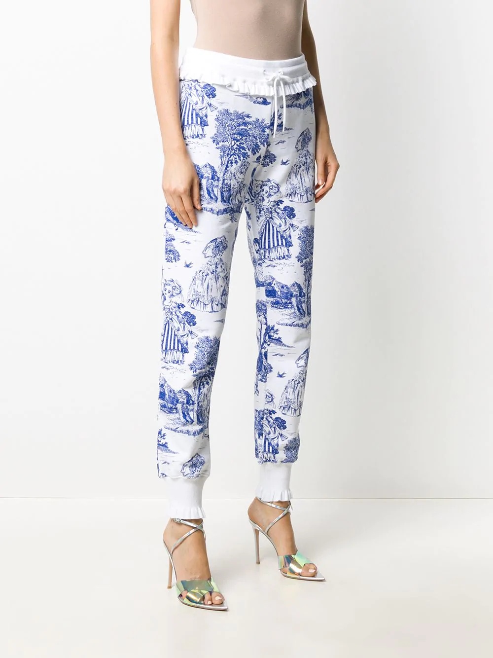 scalloped trim graphic sweatpants - 3