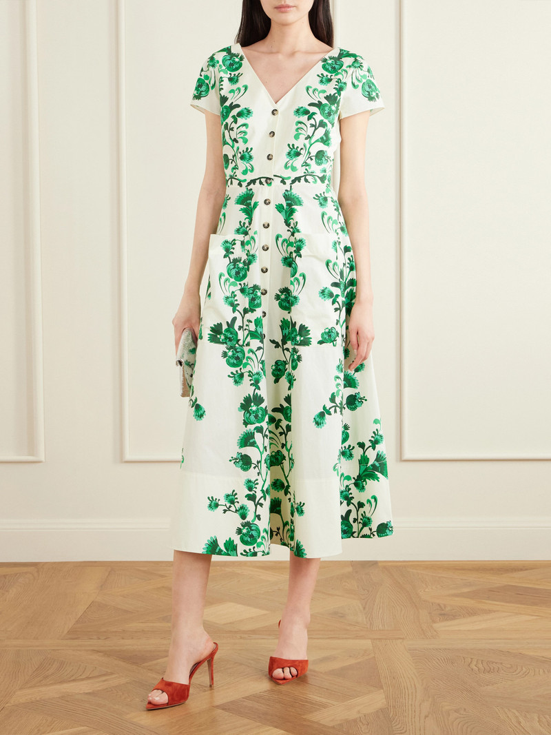 SALONI Zoey-e Printed Cotton-poplin Midi Dress outlook