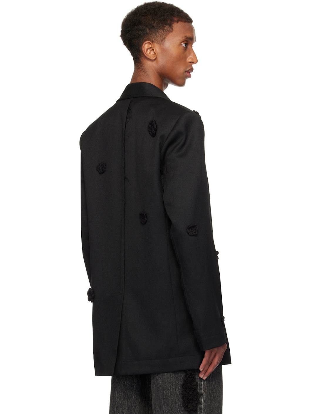 Black Daisy Oversized Blazer - 3