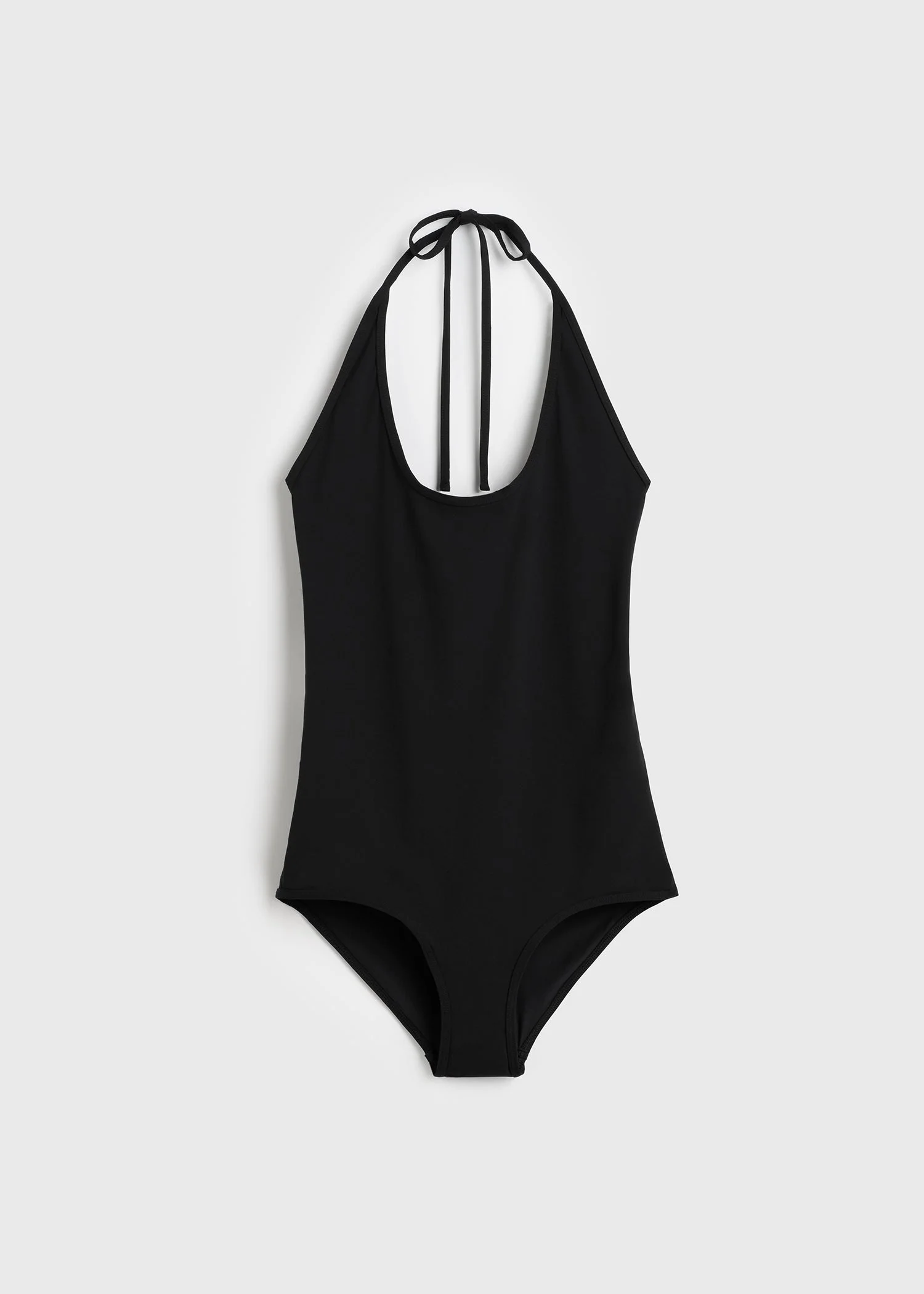 Halter tie swimsuit black - 1