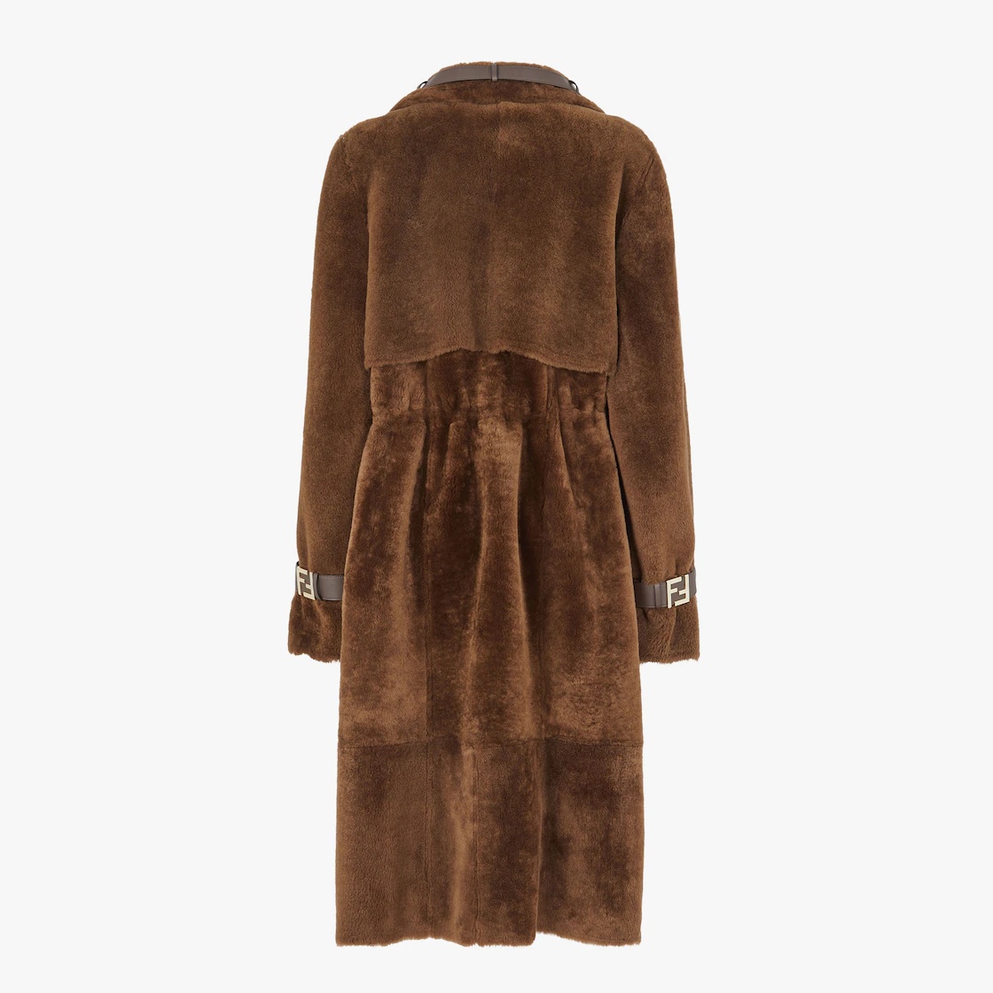 Dark brown shearling trench coat - 2