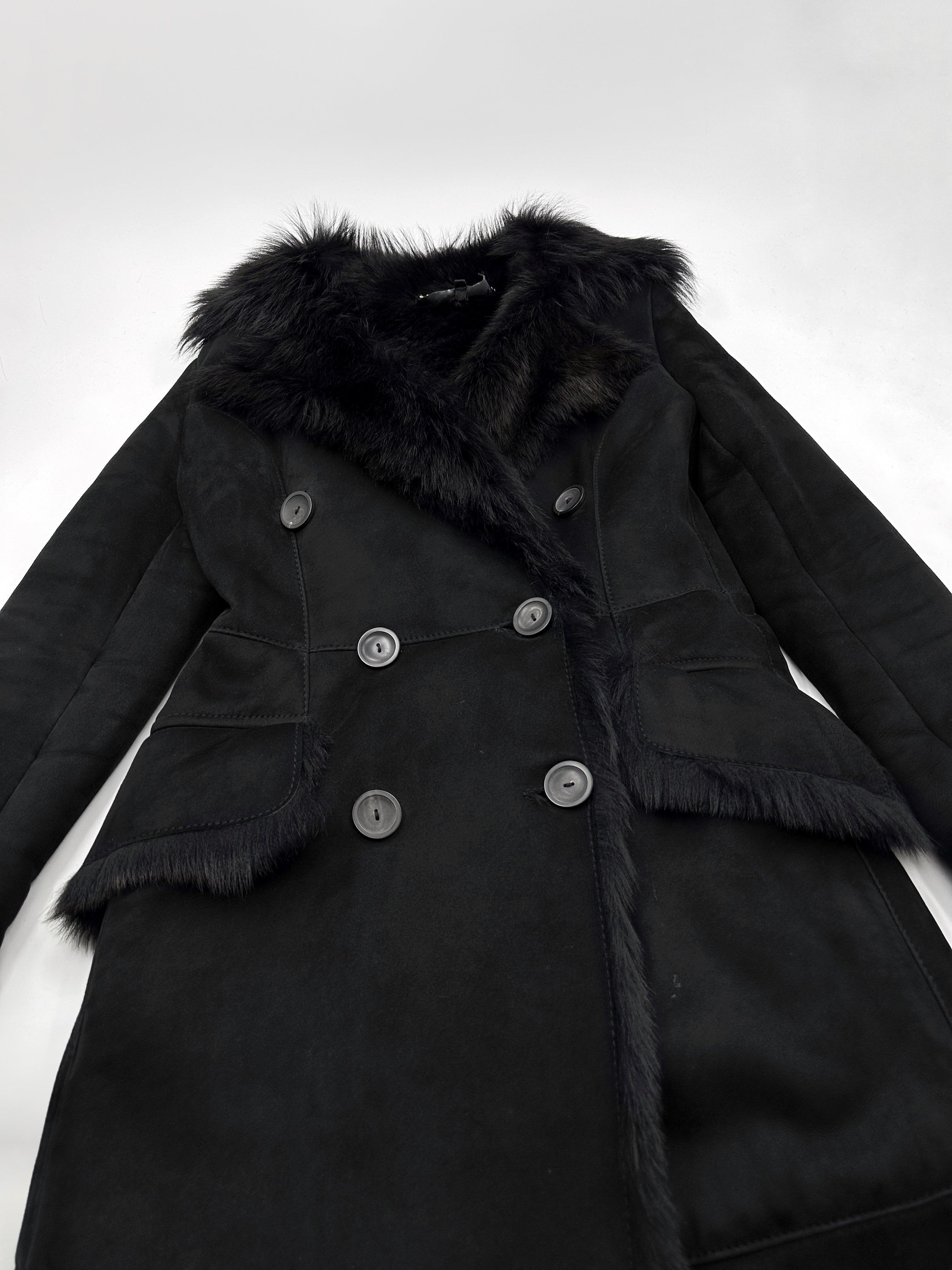 Gucci Fall 1996 Tom Ford Kate Moss Double-Breasted Long Shearling Coat 40 - 8