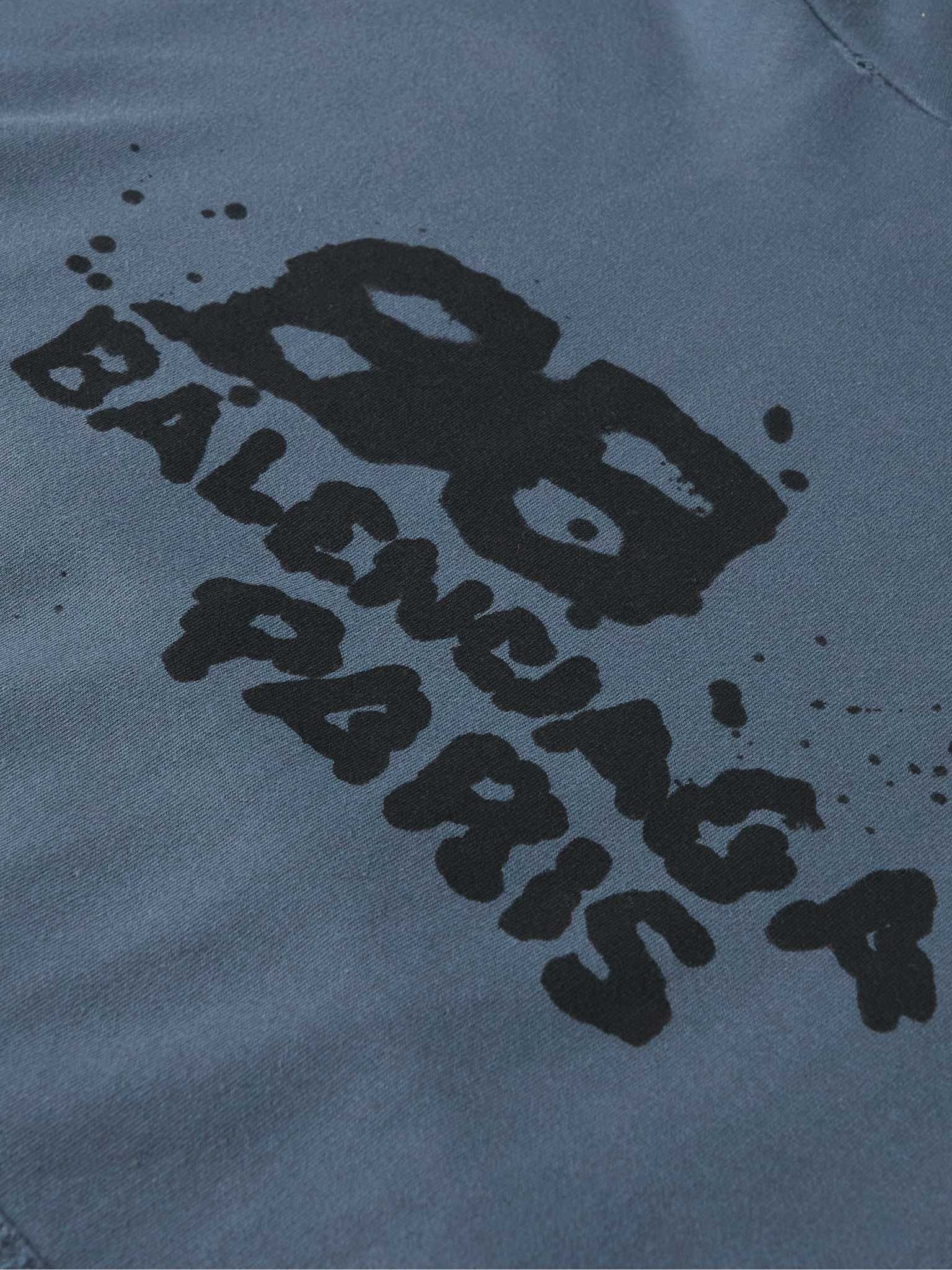 Oversized Distressed Logo-Print Cotton Hoodie - 3
