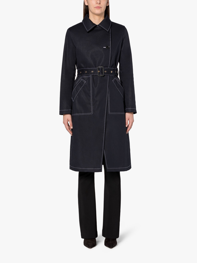GIGI NAVY RAINTEC COTTON ASSYMETRIC TRENCH COAT 3
