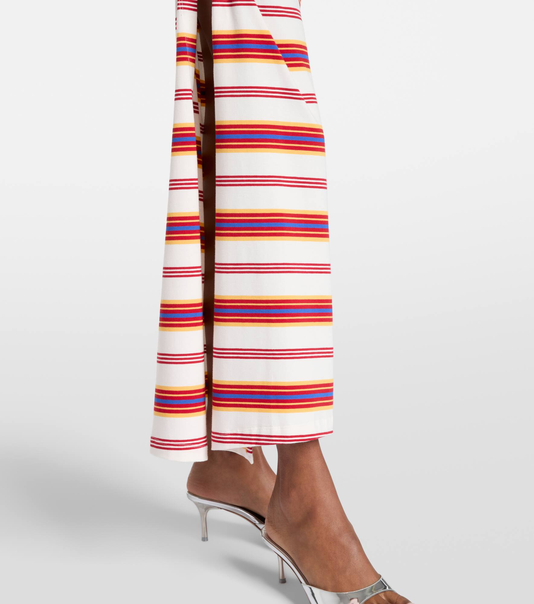 Gathered striped cotton-blend maxi skirt - 5