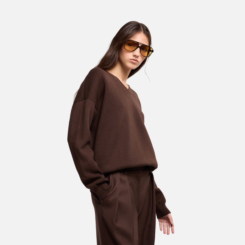V-neck pullover in doubled knit 7