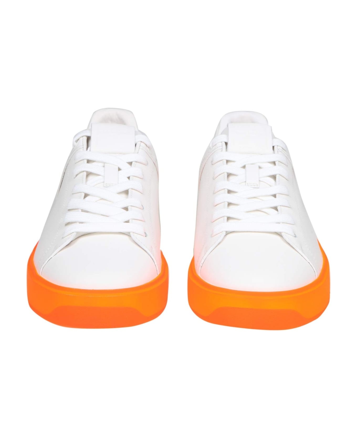 B Court Sneakers In White Leather With Two-tone Sole - 3