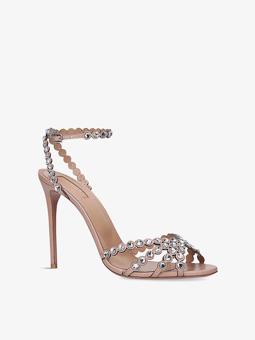 Tequila 105 gem-embossed leather heeled sandals - 3