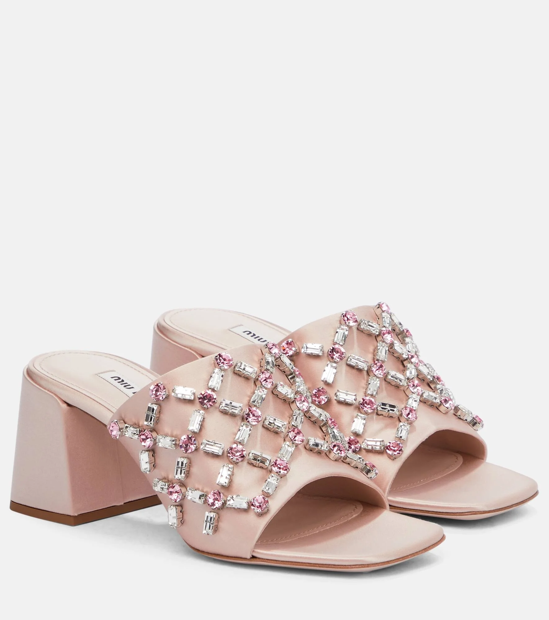 Embellished satin sandals - 1